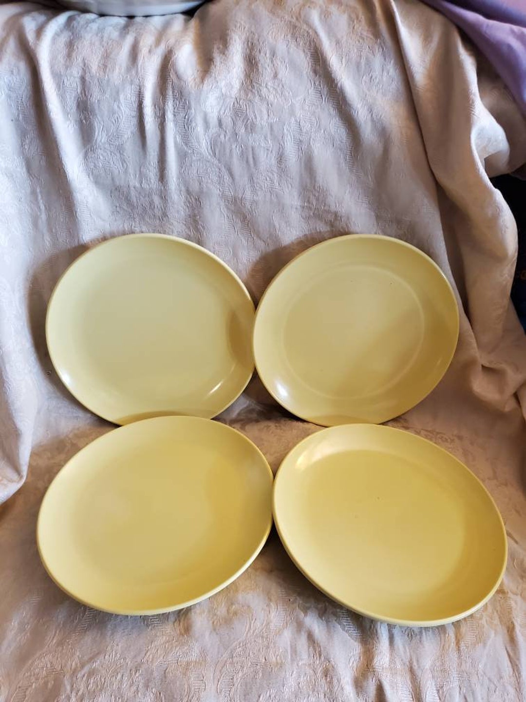 Set of 4, Watertown Lifetime Ware, Bright Yellow 10 Inch Melamine
