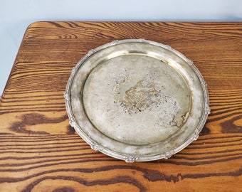 なー　英国 アンティーク Barker Ellis シルバープレートトレイ ◇OUTLET 英国アンティーク Barker Ellis 銀仕上げ トレイ