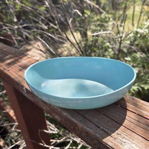 Turquoise Blue, Melmac or Melamine, 9 inch Oval Serving Bowl, Vintage Kitchen, Durable Dish, Mid Century Kitchen