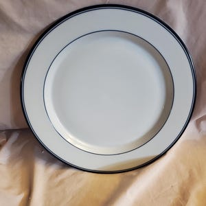 Dansk Concerto, Allegro Blue, 10.76 inch Dinner or Chop  Plate Made in Sri Lanka, Microwave Safe, 2 Blue Bands on Rim