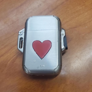 Working, Queen of Hearts, Small Metal Lighter, Vintage Tobacciana Collectible, Playing Card Lighter