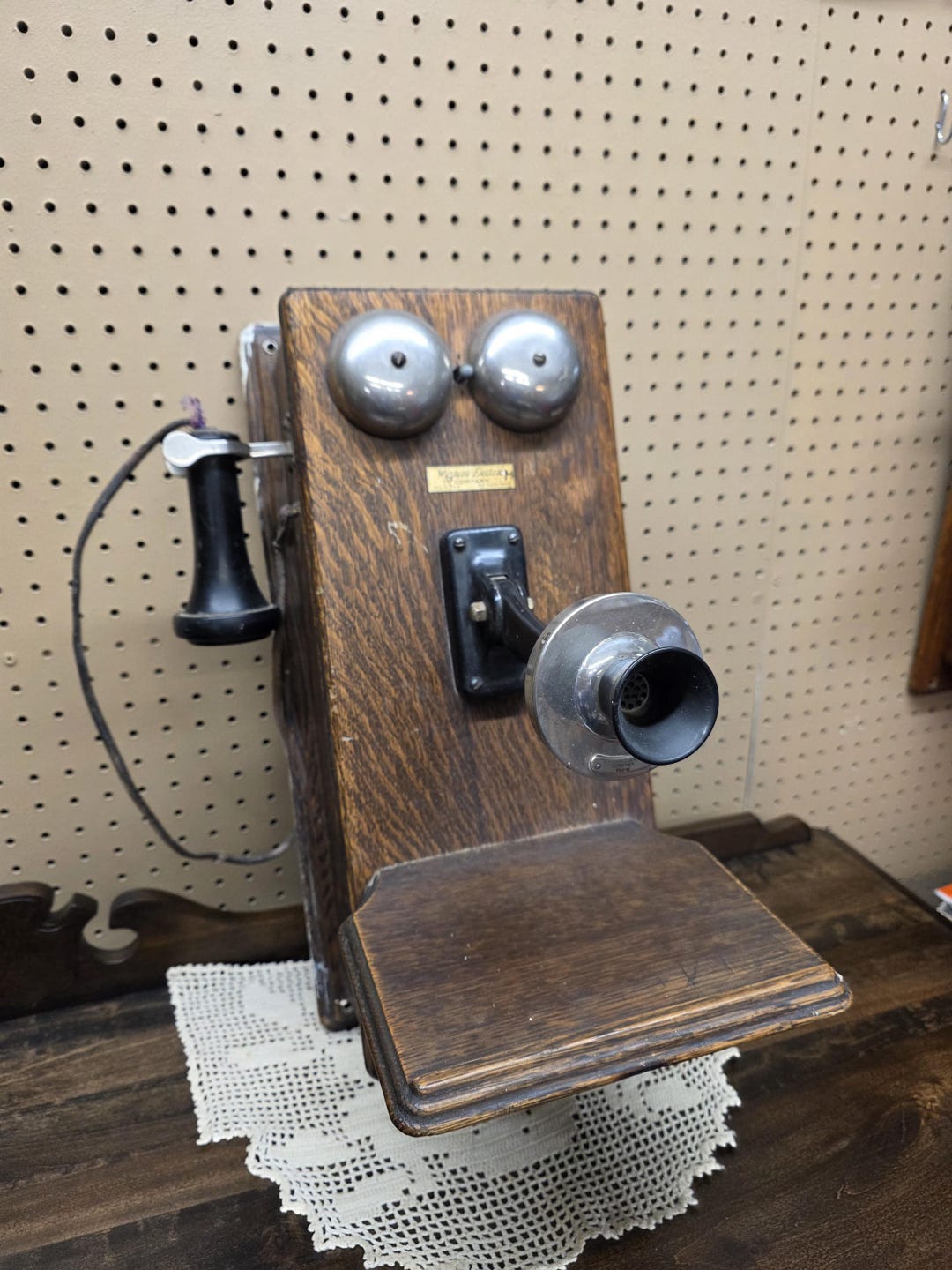 アンティーク　電話機　Western Electric 1921年　アメリカ Western Electric, Tiger Oak Crank Wall Phone, Circa 1900s, Antique