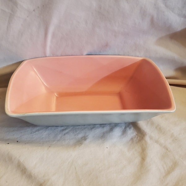Rare Find Red Wing Zephyr Pink and Gray Rectangular Flower Planter or Bulb Starter B 1393, Candy Dish or Centerpiece Dish