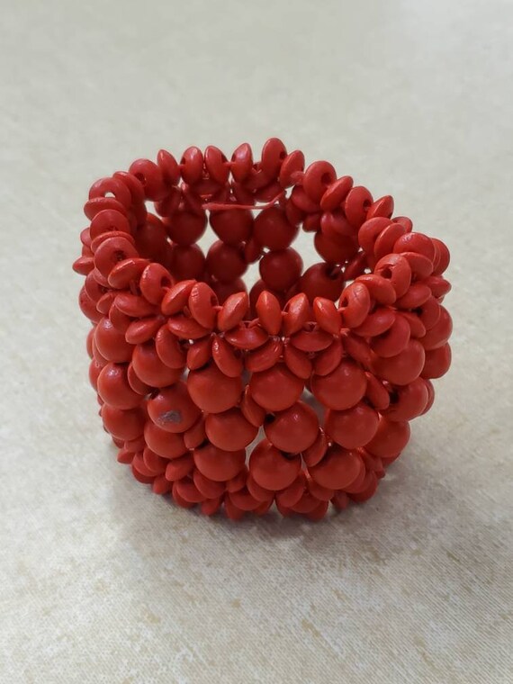 Metal Free, Candy Apple Red, Wooden Beaded Bracel… - image 3