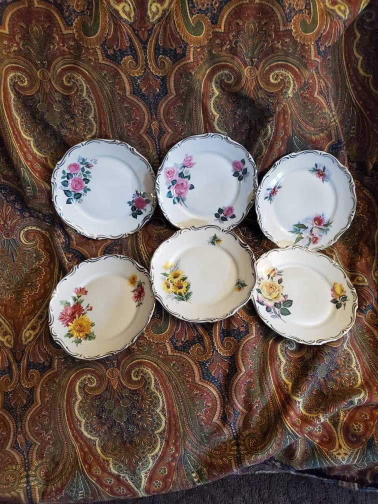 Dresden by Hertel Jacob, 7.5 inch Decorative or Salad Plate, Set of 6 or Sold Individually, Embossed Silver Rim, Bavaria, Germany, China