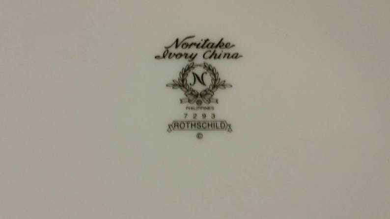 On Sale Noritake Ivory China 10.5 inch Rothschild Platinum Rim DinnerChop Plate with Ivory and Baroque and Blue Band Design