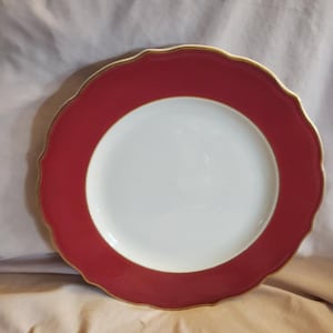 Syracuse China Maroon and White con Gold Rim Restaurant Ware, piatto da cena o braciola da 10,50 pollici, piatto quotidiano, piatto resistente, Made in USA