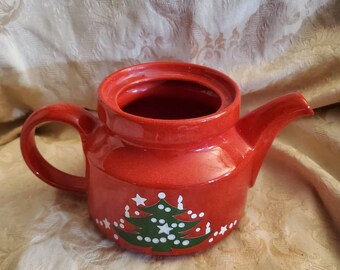 Gran árbol de Navidad antiguo de WAECHTERSBACH, tetera roja y verde para 5 tazas de café o té sin tapa