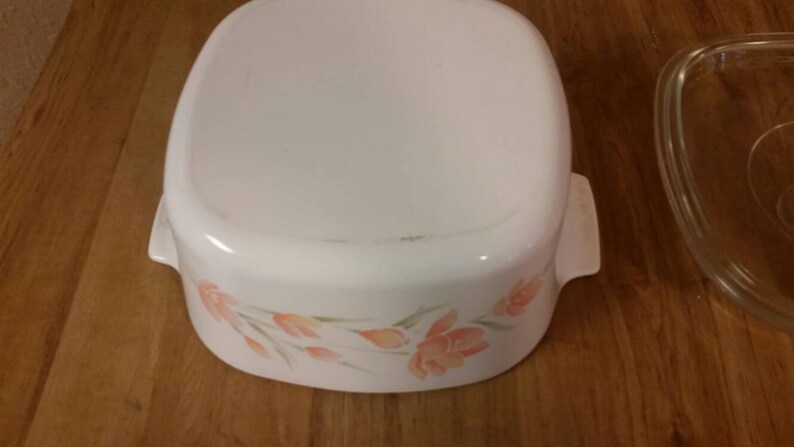 On Sale A 3 B Peach Floral Corning or Pyrex Casserole Dish 3 Liter Bowl with Lid Serving Glass Collectible Kitchen Decor