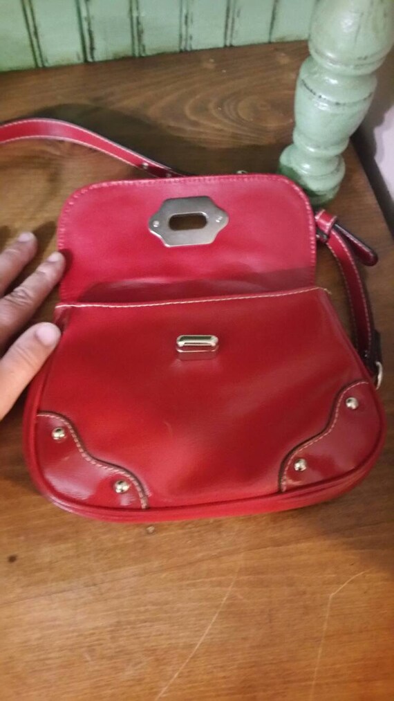 Cherry Red Vinyl, Small Rectangular Shoulder Stra… - image 4