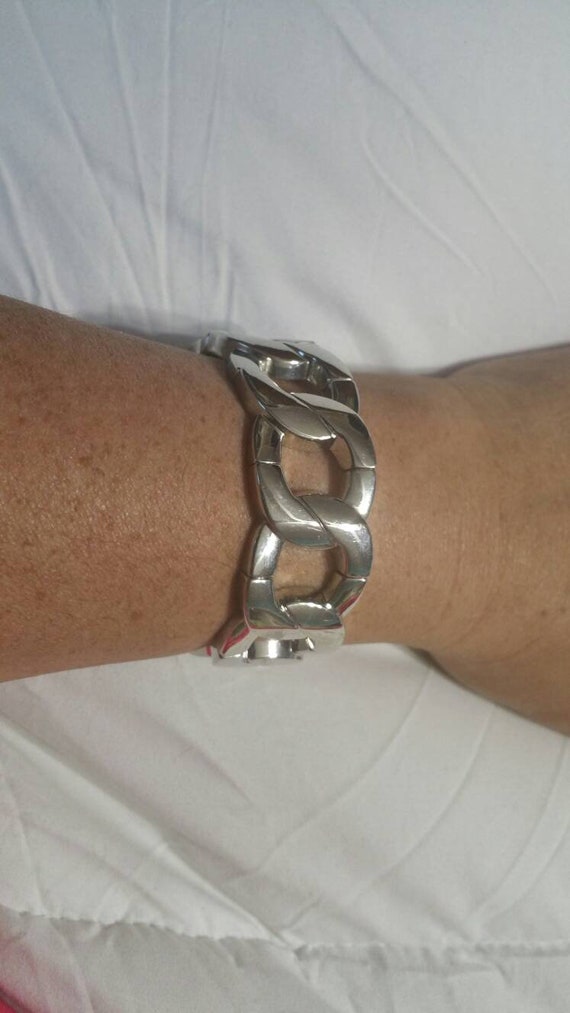 Curb Chain Style Metal Wide Stretchable  Bracelet 