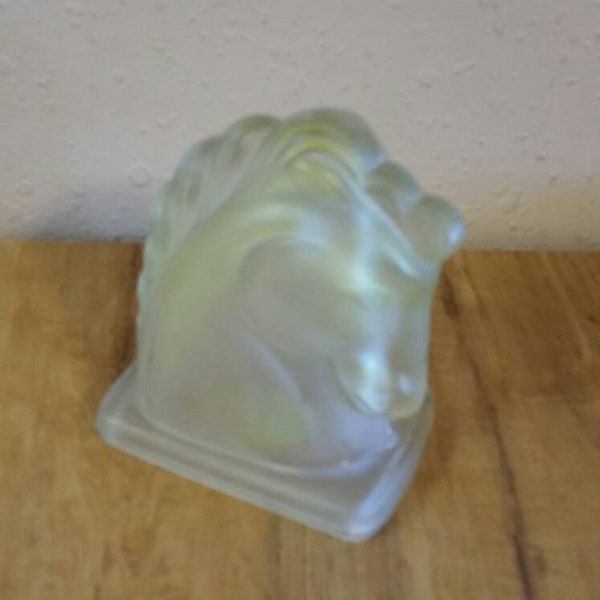 L E Smith Painted Yellow Glass, Horse Bookend or Paperweight, Decorative Home Decor, Animal Sculpture