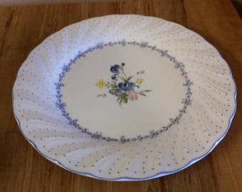Nikko Blue Peony White and Blue Polka Dot 10.25 inch Dinner or Chop Plate Ruffled Dish Classic Country China