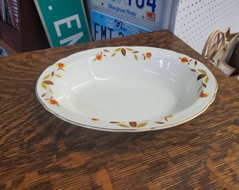 Mary Dunbar Collection,  Jewel Tea, 10.50 inch  Oval Serving Bowl , 1950s Kitchen  with Orange and Gold Flowers