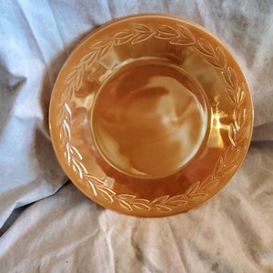 Fire King, Peach Lusterware, 9.25 inch Luncheon Plate, Serving Dish   Laurel Pattern ,Collectible Glass,  Vintage Kitchen