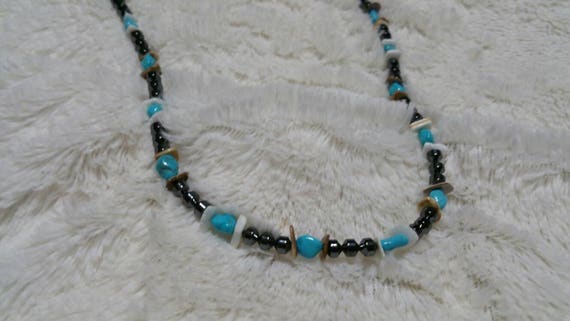 Black Hematite Faux Turquoise and  Plastic Bead 1… - image 2
