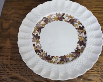 Rare Find, Spode, Copeland, Madeira Pattern, 7.75 inch Salad or Dessert Plate, Brown Leaves, Rust & Yellow Grapes