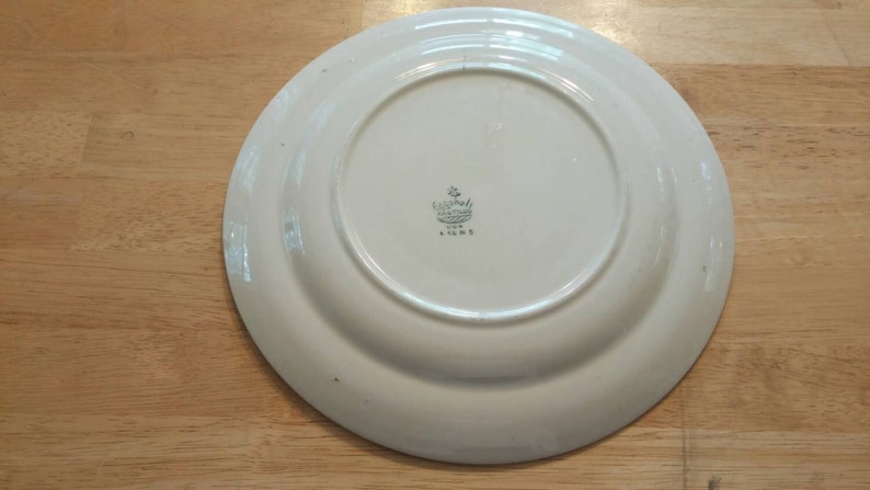 On Sale Homer Laughlin Eggshell Nautilus 10 inch DinnerChop Plate with Purple and Pink Tulip Design
