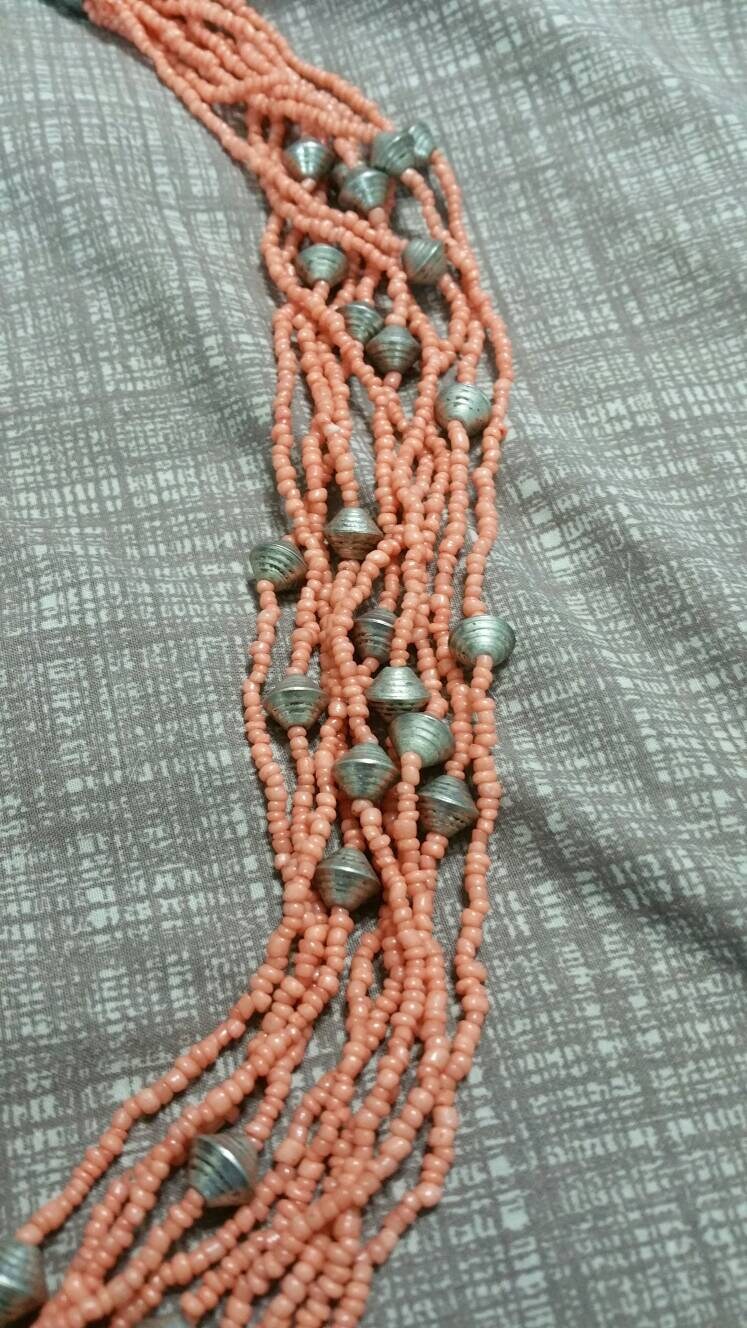 Collier femme orange perles dorées réglable – Shop