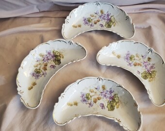 ドイツ製 ビクトリア朝のクレセントムーンサービングディッシュ 紫の