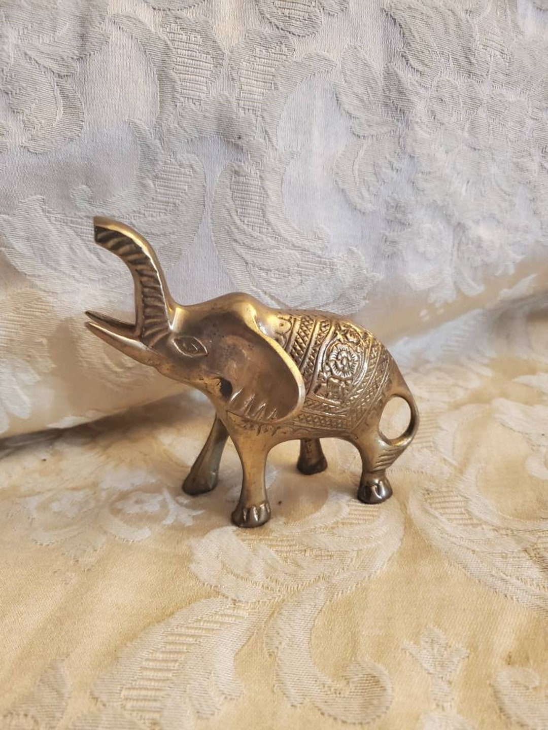 高さ3.50インチ、ミニチュアコレクション用精巧な真鍮製象の彫刻、室内