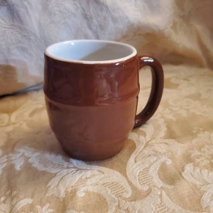 Hall China, Articoli da ristorante, Marrone e bianco, Tazza o tazza da caffè a forma di botte, Stile Diner, Tazza da portata resistente