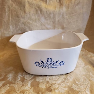 A 3 B, Pyrex Blue Cornflower, 3 Quart Square Serving Baking Dish or Dutch Oven Corning/Pyrex Ware