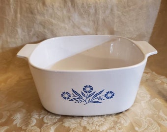 A 3 B, Pyrex Blue Cornflower, 3 Quart Square Serving Backform oder Dutch Oven Corning / Pyrex Ware