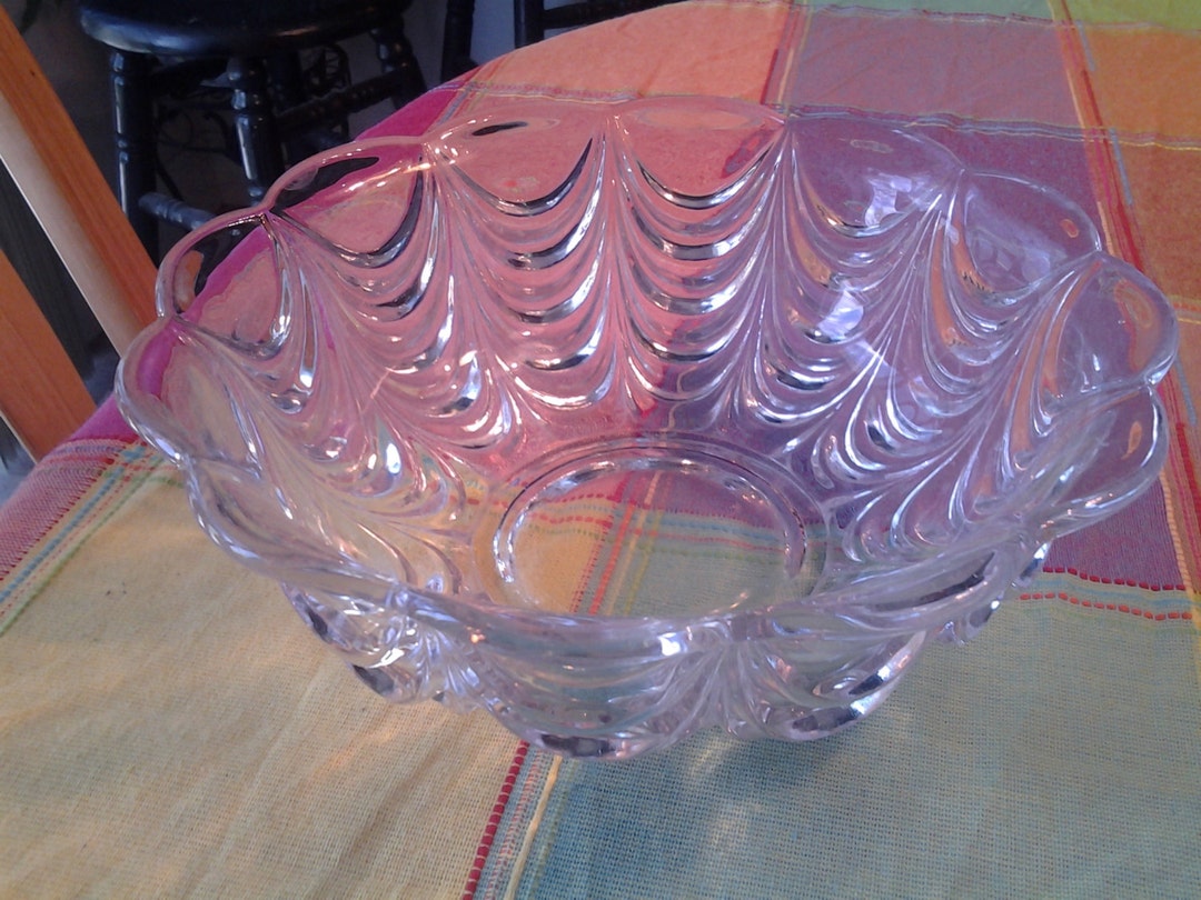Collectible Drapery Glass Serving Bowl Home Decor Collectible Etsy