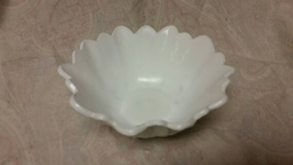 フェントン ホワイト ミルク ガラス フラワー 8.5 インチ ラウンド
