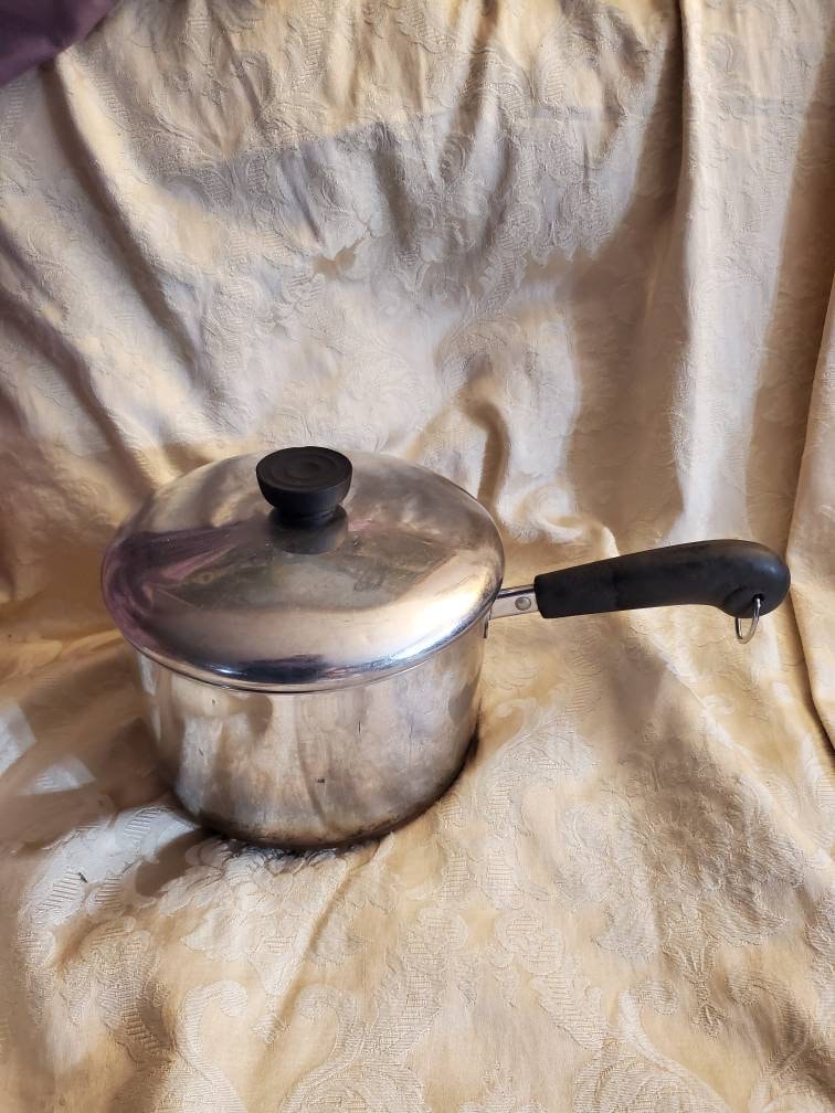 Revere Ware, Aged Copper Bottom, 1 Quart Sauce Pan, Chrome Cooking Pot With  Lid, Vintage Kitchen 