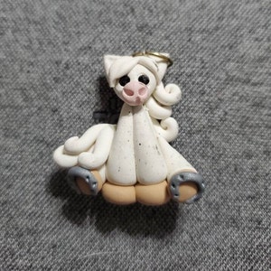Argile polymère, Cheval gris et blanc, Ornement d&#39;arbre de Noël ou Accent, Style occidental, Figurine faite à la main, Pendentif bijoux