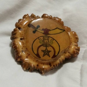Shriners Petrified Wood Belt Buckle  Western Fashion Accessory