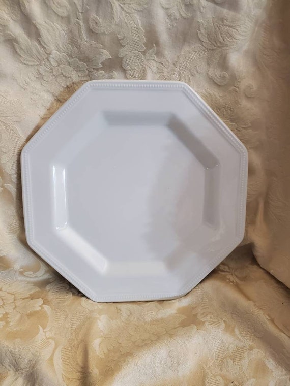Johnson Brothers Heritage White 10 Inch Dinner Octagon Plate White Octagonal Made in England Ironstone Dish Microwave Safe Etsy