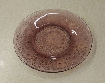 Amethyst Sandwich Glass, 10.40 inch Dinner or Chop Plate, Vintage Serving Dish, Rare Find