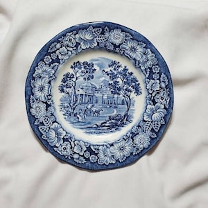 Liberty Blue, 5.90 inch, Bread and Butter Plate, Historic Colonial Scenes, Staffordshire Ironstone, Monticello, Made in England