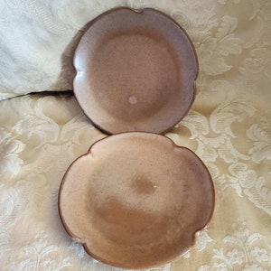 Set of 2, Frankoma, Plainsman Brown, 5E, 5.75 inch Bread and Butter Plates, Brown Satin Pottery Dishes