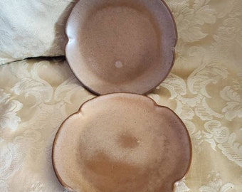 Set of 2, Frankoma, Plainsman Brown, 5E, 5.75 inch Bread and Butter Plates, Brown Satin Pottery Dishes