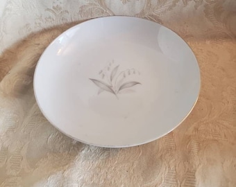 Kaysons China, Golden Rhapsody, 7.75 inch Round Soup or Cereal Bowl, Serving Dish, Gray & Gold Leaves, Coupe Style, Gold Trim 1960s China