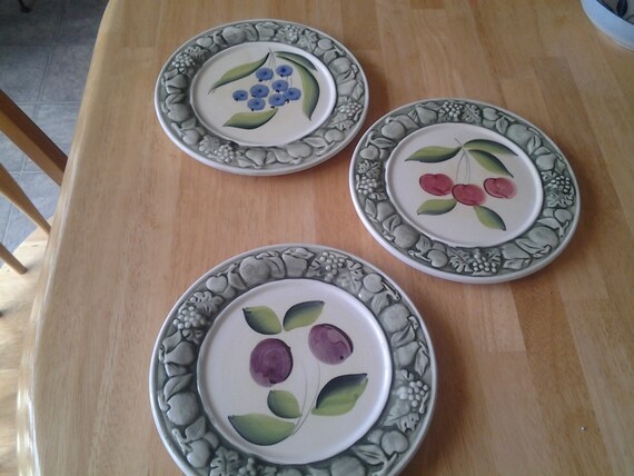 イタリヤ野菜手描き皿セット8枚 Lot of eight Made in Italy Salad