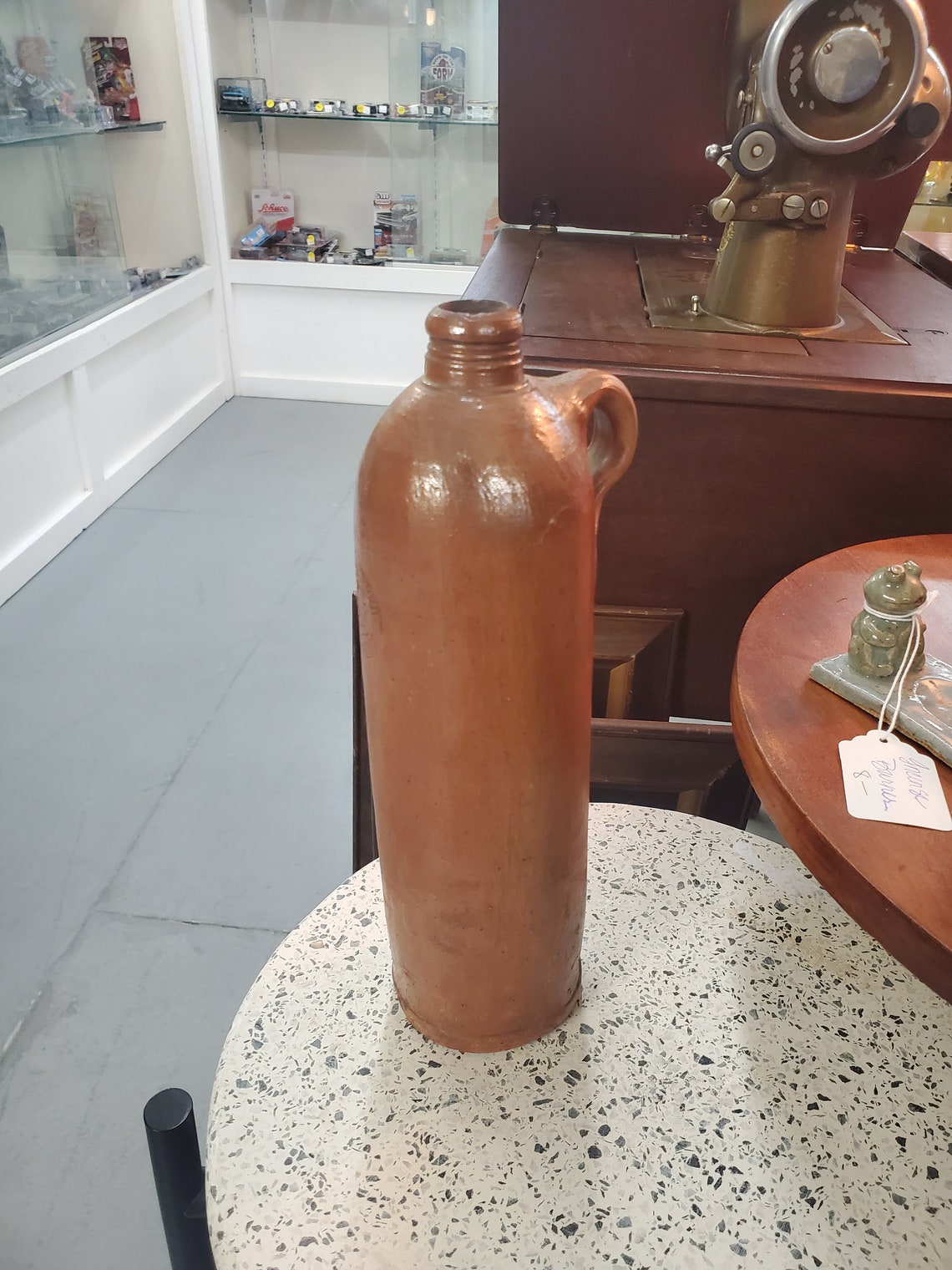 1800s, German Redware Mineral Water Pottery Bottle, Roisdorfer Mineral ...