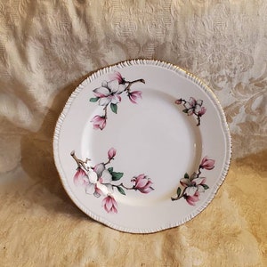 Homer Laughlin,  9.20 inch,  Dogwood Pattern,  Luncheon Plate with  Liberty Shape, Pink/ White Flowers,  Vintage Serving Dish