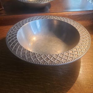 Wilton Armtale Pewter, Woven Basket Pattern, Large 12.50 inch Pewter Round Serving Bowl, Pasta/Potato/Vegetable, Made in USA