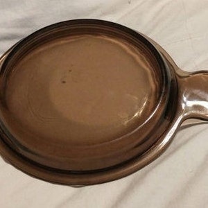 Visions Cookware Amberina/Brown Glass Grab It  Lid  for Cooking Pot by Corning Vintage Kitchen Made in USA