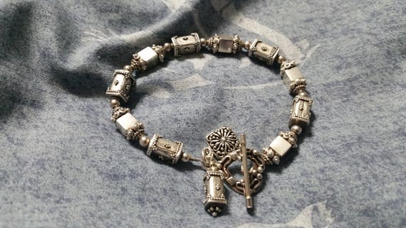 Modern Style 925 Silver Bracelet with Heart Toggl… - image 2