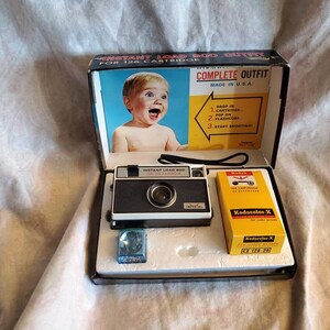 Kodak Insta Load 100 Camera, Original Box and Unopened Film with Flash, Vintage Photography Tool, Photo Prop, Home Furnishing