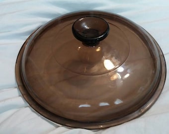 Plato de repuesto para utensilios de cocina Visions con tapa Pyrex redonda plana de vidrio marrón de 8,35 pulgadas