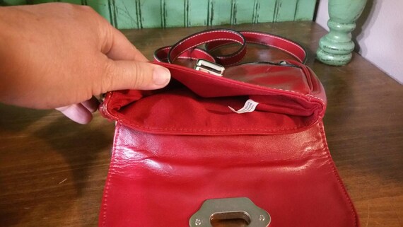 Cherry Red Vinyl, Small Rectangular Shoulder Stra… - image 5