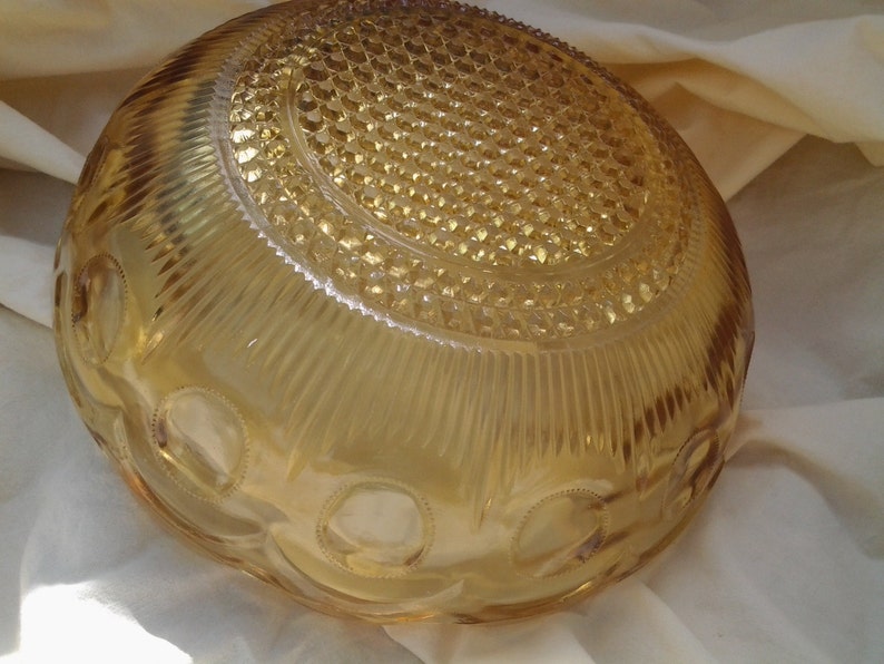 On Sale Sunshine Yellow Thumbprint Depression Glass Serving Bowl Decorative Bowl