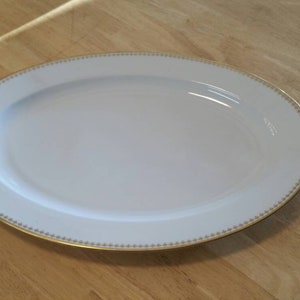 Ironstone Hohenzollern China Made in Germany Large Oval 17 inch Large Serving Platter with Gold Fleur Di Leis  Design Burley and Company